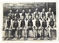 1930s Scholastic Basketball Team Photo with Roster of Names at the Top